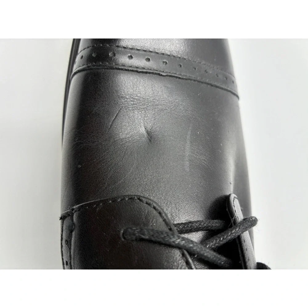 Asher Green Mens Black Cap Toe Oxford Dress Shoes Genuine‎ Leather Size 11 READ
